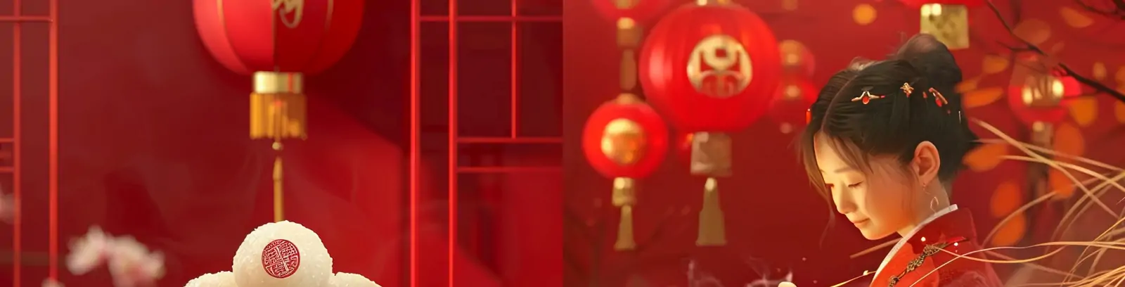 中国传统节日正月十五元宵节元宵汤圆灯笼场景摄影海报midjourney关键词咒语