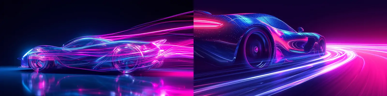 彩色渐变动感汽车跑车灯光线条场景海报背景midjourney关键词咒语