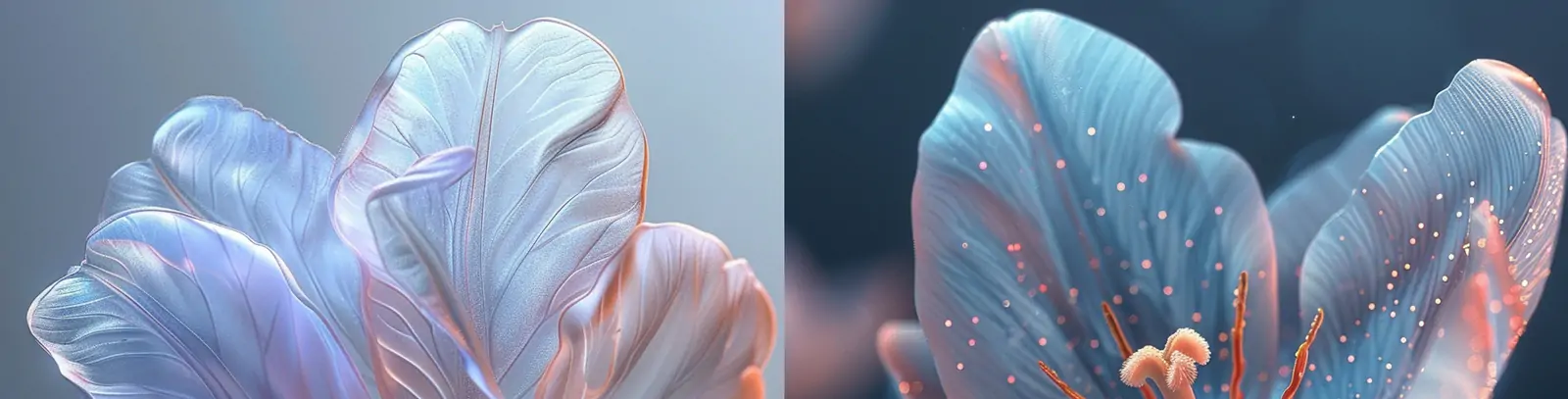 超现实数字艺术白色郁金香透明花瓣空灵优雅精致梦幻植物摄影海报midjourney关键词咒语