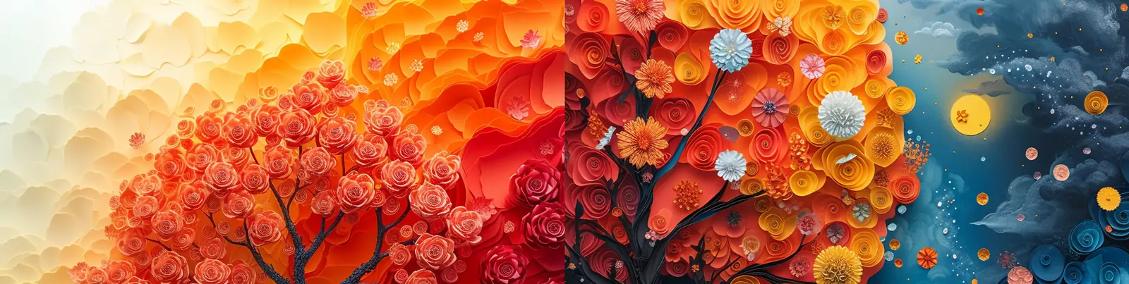 手绘彩色梦想童话世界植物自然风景树木场景平面插图艺术作品海报midjourney关键词咒语