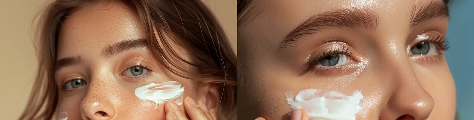 创意美女模特涂抹面霜特写镜头电商广告摄影海报midjourney关键词咒语