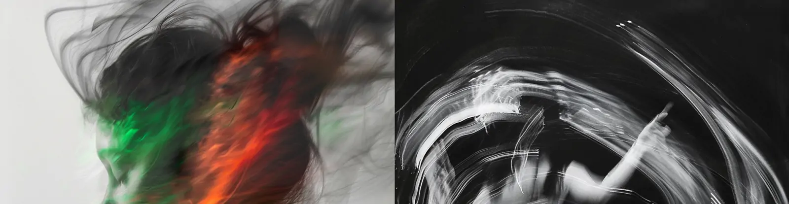 创意黑白极光抽象艺术女人动感运动模糊效果艺术摄影海报midjourney关键词咒语