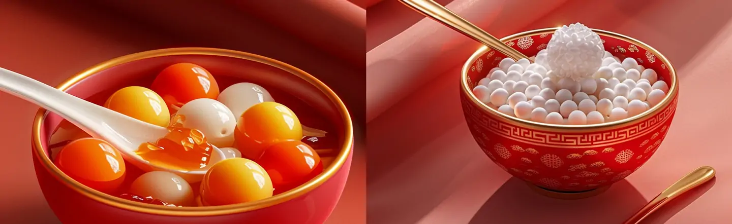 中国传统节日元宵节元宵汤圆糯米团节日美食广告海报midjourney关键词咒语