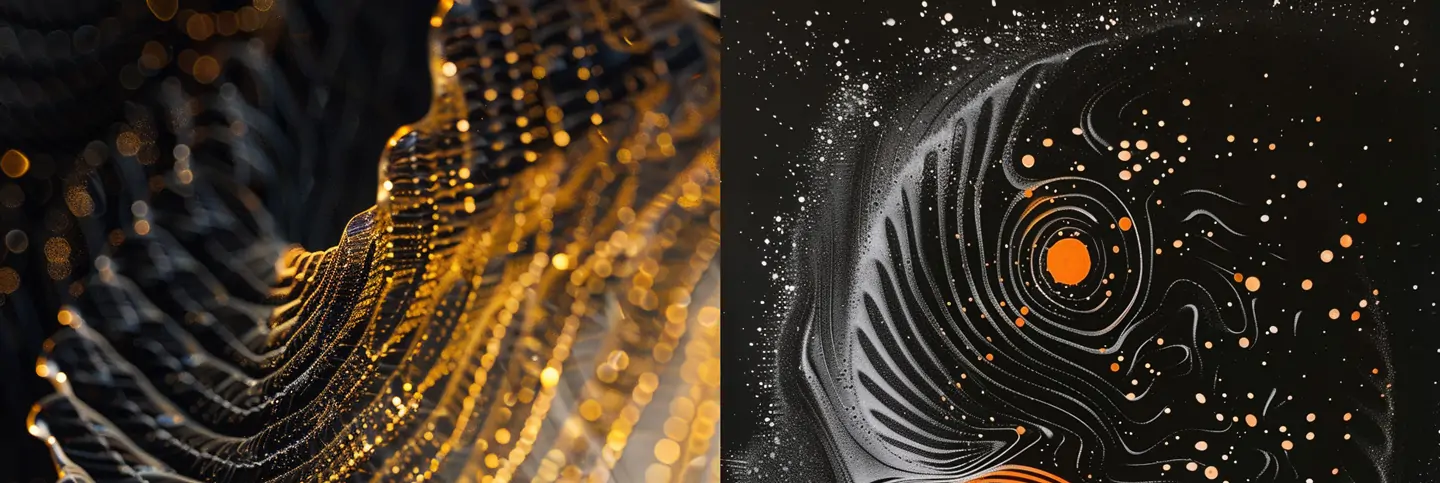 创意磁铁流体几何图形宇宙波形线条科技海报背景midjourney关键词咒语