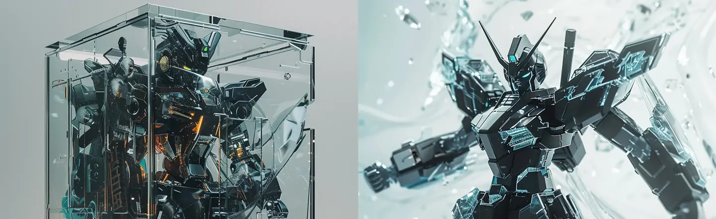 科技高端逼真透明塑料外壳机器人赛车玩具模型midjourney关键词咒语