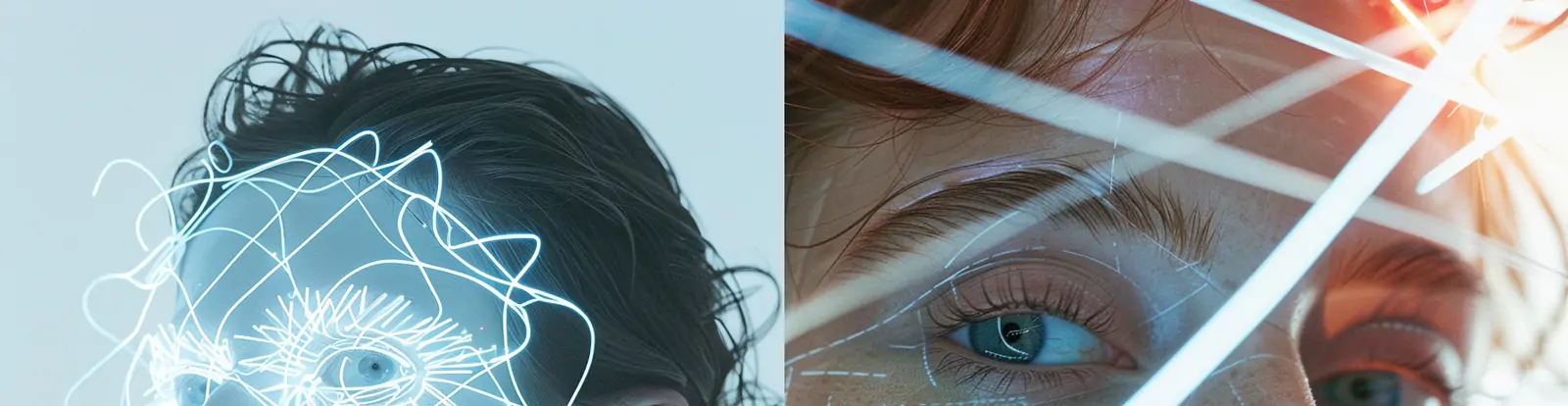 未来主义科技人物女孩太空镭射光线人物特写杂志封面海报midjourney关键词咒语