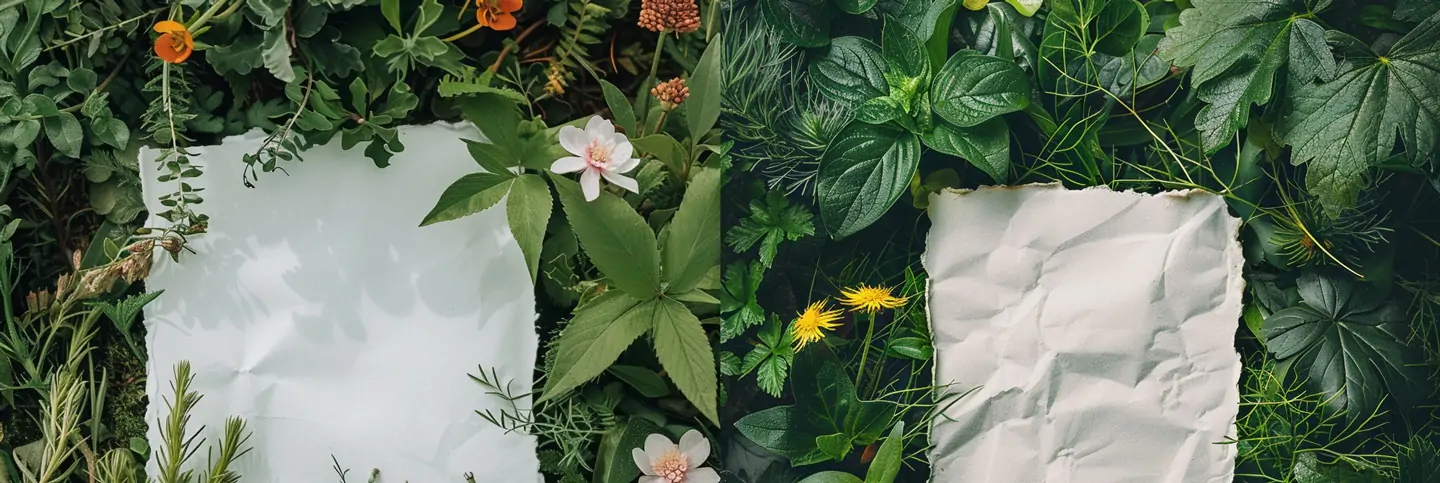 清新绿色鲜花植物纸张婚礼邀请函信纸海报背景素材midjourney关键词咒语