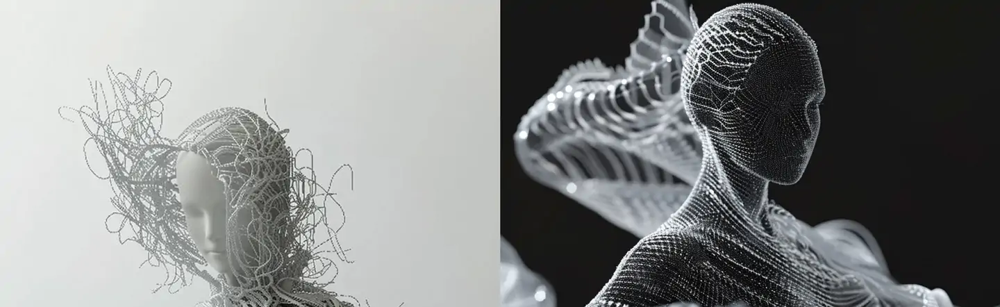 创意逼真电影光效线条编织动感优雅女人轮廓艺术插图海报midjourney关键词咒语